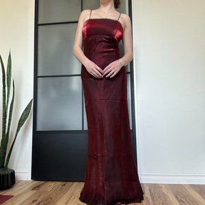 Stunning 90s Vintage Beaded Red Iridescent Prom Dress | Changes Colour